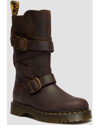 Dr. Martens - Anistone Crazy Horse Leren Biker Laarzen Met Twee Riemen - Lyst