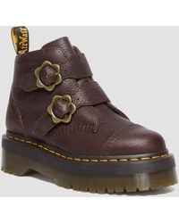 Dr. Martens - Devon Flower Buckle Grizzly Leather Platform Boots - Lyst
