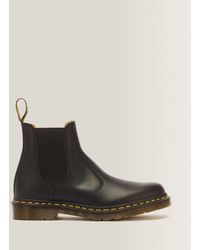 Dr. Martens - Unisex 2976 Yellow Stitch Smooth Leather Chelsea Boots Black Smooth - Lyst