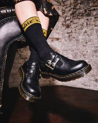 Dr. Martens Leather Mae Double Strap Mary Jane Shoe in Metallic - Lyst