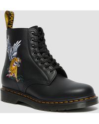 Dr. Martens Nyberg Black Leather Embroidered Flatform Boots | Lyst