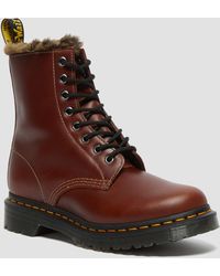 1460 serena faux fur lined ankle boots brown