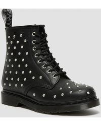 Dr. Martens 1460 Stud Wanama Leather Lace Up Boots Black