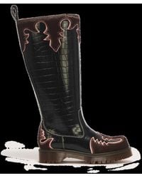 Dr. Martens - Rejena Hi Croc Emboss & Hair On Leather Boots - Lyst