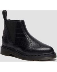 Dr. Martens - Bianca Ii Toelopende Lage Leren Laarzen Met Krokodilreliëf - Lyst