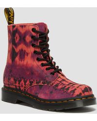 Dr. Martens 1460 Pascal Tie Dye Leather Lace Up Boots - Purple