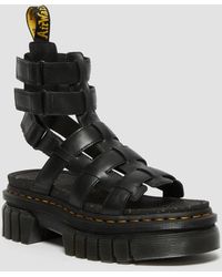 Dr. Martens Ricki Nappa Lux Leather 3-strap Sandals in Black | Lyst