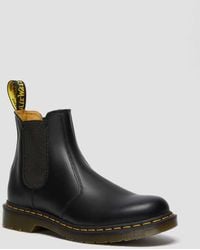 Dr. Martens - Unisex 2976 Yellow Stitch Smooth Leather Chelsea Boots Black Smooth - Lyst