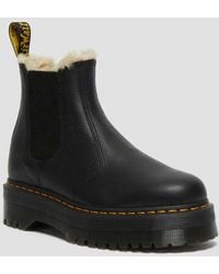 Dr. Martens - Soft Leather 2976 Quad Fur Lined Platform Chelsea Boots - Lyst