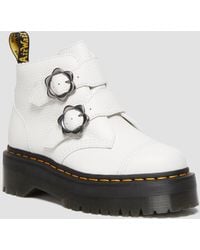 dr martens addina flower buckle leather platform shoe