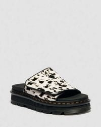 Dr. Martens - Zebzag Dalmatian Hair On Leather Platform Slides - Lyst