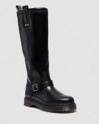 Dr. Martens - Anistone Knee High Orleans Leather Biker Boots - Lyst