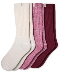 UGG - Rib Knit Slouch Crew Socks 3 Pack - Lyst