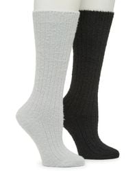 Steve Madden - Fuzzy Slouch Crew Socks 2 Pack - Lyst