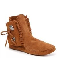 Minnetonka - Two Button Softsole Boot Slipper - Lyst