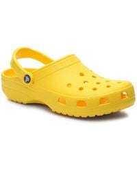fuzzy crocs yellow