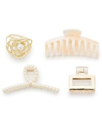 Kelly & Katie - Faux Pearl & Gold Claw Hair Clip Set - Lyst