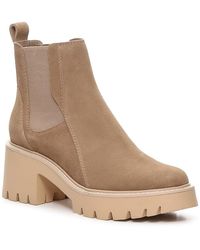 Dolce Vita Denim Haddie Wedge Chelsea Boot in Taupe Suede (Brown) | Lyst