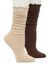 Steve Madden - Ribbed Ruffle Slouch Crew Socks 2 Pack - Lyst