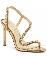 jaycin rhinestone asymmetrical metallic dress sandals Jessica Simpson Sandal Clear shoes