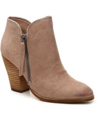 dolce vita stacked heel suede ankle booties