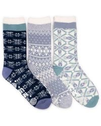 Muk Luks - Cozy Lined Lounge Boot Socks 3 Pack - Lyst