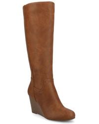 Journee Collection - Wide Width Langly Wide Calf Wedge Boot - Lyst