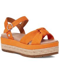 Damen Sandalen Sandaletten Schuhe Orange Sommer Glitzer Flach Low Espandrillos 