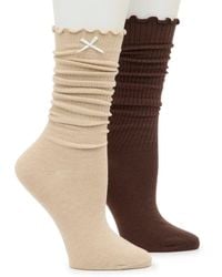 Steve Madden - Ribbed Ruffle Slouch Crew Socks 2 Pack - Lyst