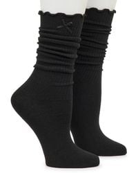 Steve Madden - Ribbed Ruffle Slouch Crew Socks 2 Pack - Lyst