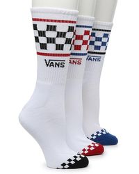 Vans - Checker Band 3-pair Crew Socks - Lyst