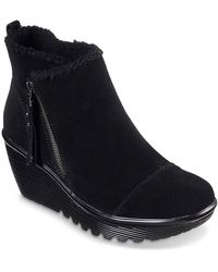 skechers ruched suede wedge boots