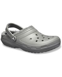 fuzzy crocs mineral blue