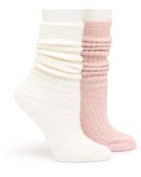 Steve Madden - Fuzzy Slouch Crew Socks 2 Pack - Lyst