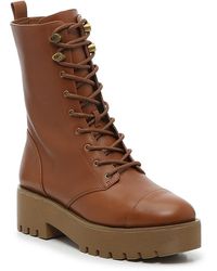 bryce leather and logo platform combat boot