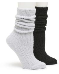 Steve Madden - Fuzzy Slouch Crew Socks 2 Pack - Lyst