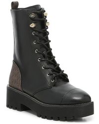 bryce leather and logo platform combat boot