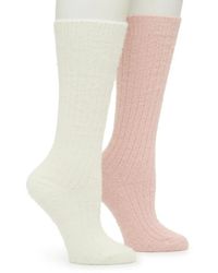 Steve Madden - Fuzzy Slouch Crew Socks 2 Pack - Lyst