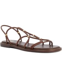 Dune - Leola Flat Leather Strappy Sandals - Lyst