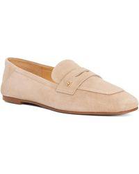 Dune - Glances Leather Crush Back Logo Penny Loafers - Lyst