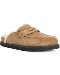 Dune - Goldy Faux Shearling Lined Backless Mule Suede Loafers - Lyst
