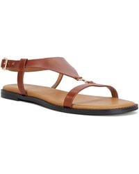 Dune - Laith Flat Leather T-Bar Sandals - Lyst