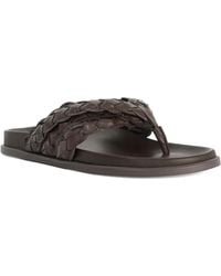 Dune - Lindie Woven Leather Toe Post Flip Flop Sandals - Lyst
