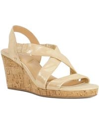 Dune - Kamies Leather Cork Wedge Sandals - Lyst