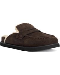 Dune - Goldys Faux Shearling Lined Backless Mule Suede Loafers - Lyst