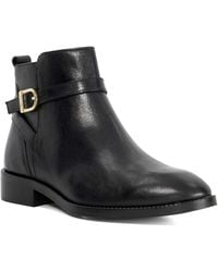 Dune - Pemma Flat Leather Ankle Boots - Lyst