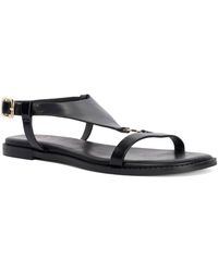 Dune - Laith Flat Leather T-Bar Sandals - Lyst