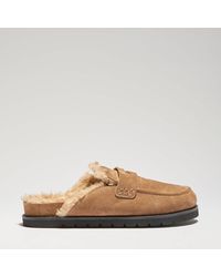 Dune - Goldy Faux Shearling Lined Backless Mule Suede Loafers - Lyst
