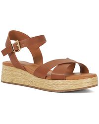 Dune - Littleton Leather Raffia Flatform Sandals - Lyst