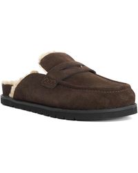 Dune - Goldy Faux Shearling Lined Backless Mule Suede Loafers - Lyst